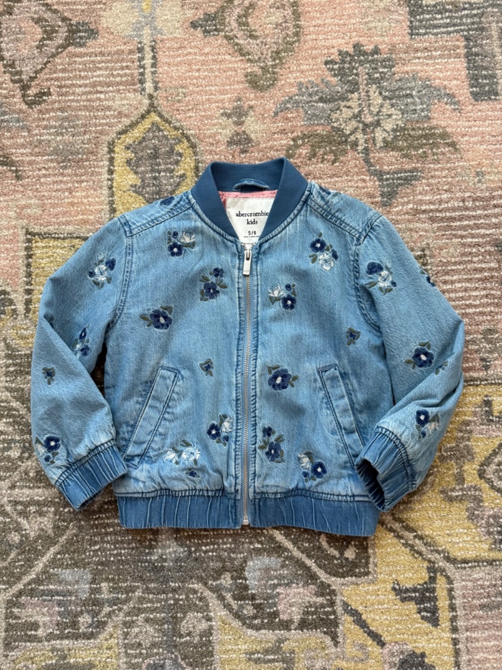 Abercrombie Denim Floral Jacket Girls XS